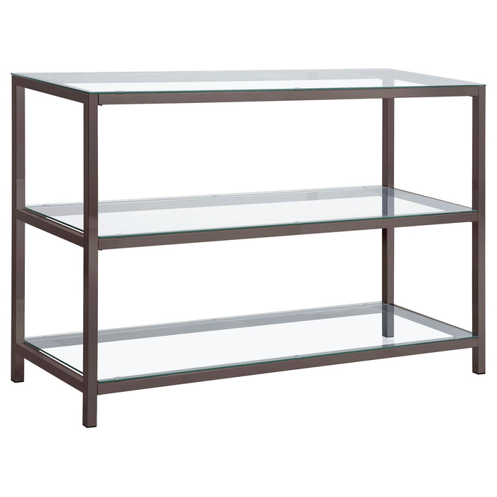Trini Sofa Table with Glass Shelf Black Nickel - Imperial Furniture (Las Vegas, NV) - Multi Location