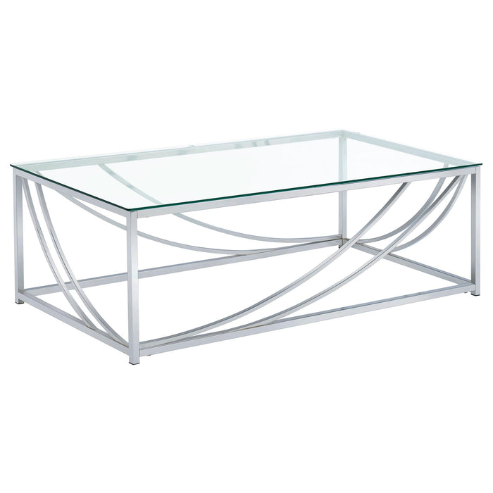 Lille Glass Top Rectangular Coffee Table Accents Chrome - Imperial Furniture (Las Vegas, NV) - Multi Location