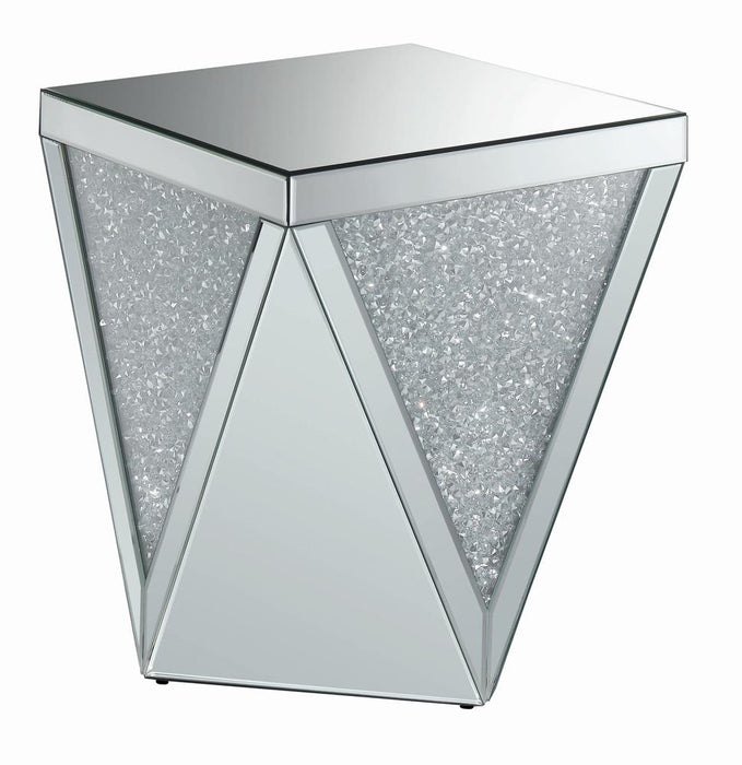 Amore Square End Table with Triangle Detailing Silver and Clear Mirror - Imperial Furniture (Las Vegas, NV) - Multi Location