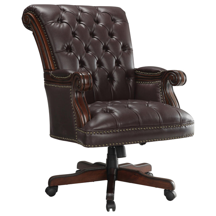 Calloway Tufted Adjustable Height Office Chair Dark Brown - Imperial Furniture (Las Vegas, NV) - Multi Location