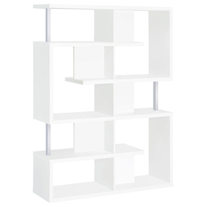Hoover 5-tier Bookcase White and Chrome - Imperial Furniture (Las Vegas, NV) - Multi Location