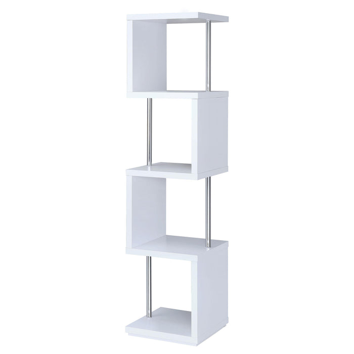 Baxter 4-shelf Bookcase White and Chrome - Imperial Furniture (Las Vegas, NV) - Multi Location