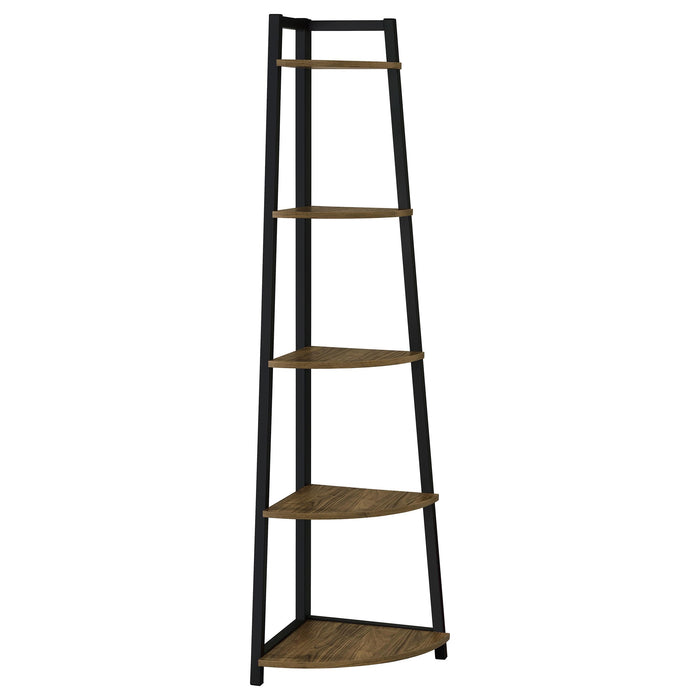 Jacksonville 5-tier Corner Bookcase Aged Walnut - Imperial Furniture (Las Vegas, NV) - Multi Location