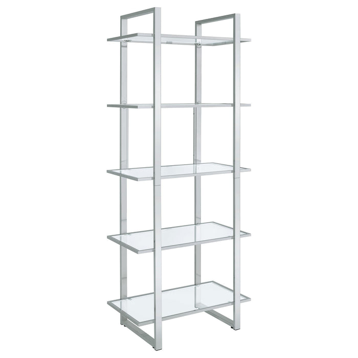 Hartford Glass Shelf Bookcase Chrome - Imperial Furniture (Las Vegas, NV) - Multi Location