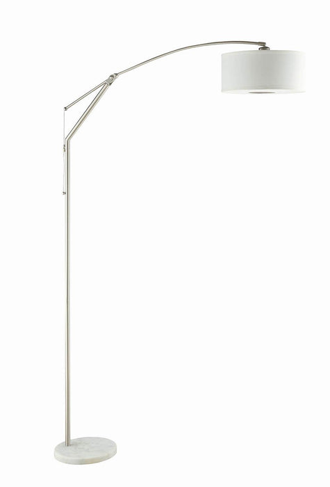 Moniz Adjustable Arched Arm Floor Lamp Chrome and White - Imperial Furniture (Las Vegas, NV) - Multi Location