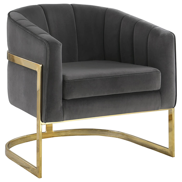 Joey Tufted Barrel Accent Chair Dark Grey and Gold - Imperial Furniture (Las Vegas, NV) - Multi Location