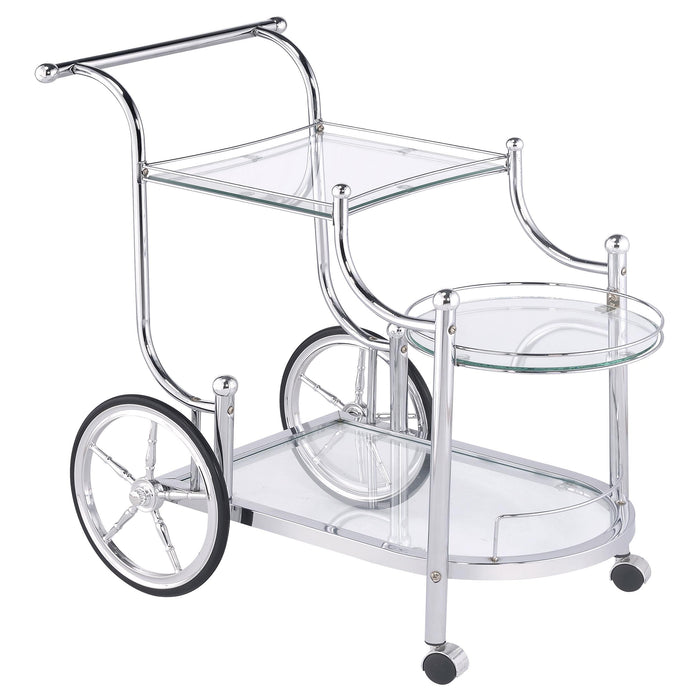 Sarandon 3-tier Serving Cart Chrome and Clear - Imperial Furniture (Las Vegas, NV) - Multi Location