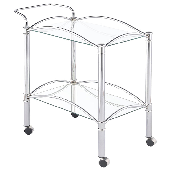 Shadix 2-tier Serving Cart with Glass Top Chrome and Clear - Imperial Furniture (Las Vegas, NV) - Multi Location