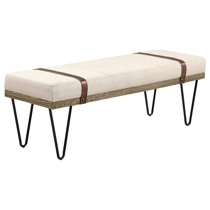 Austin Upholstered Bench Beige and Black - Imperial Furniture (Las Vegas, NV) - Multi Location