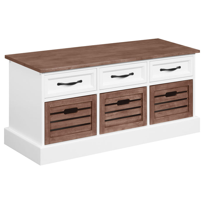 Alma 3-drawer Storage Bench Weathered Brown and White - Imperial Furniture (Las Vegas, NV) - Multi Location