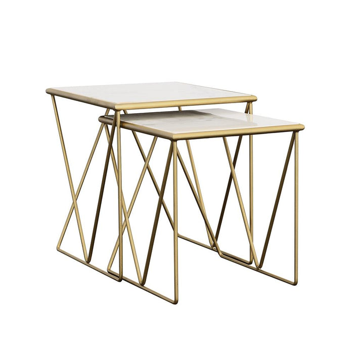 Bette 2-piece Nesting Table Set White and Gold - Imperial Furniture (Las Vegas, NV) - Multi Location