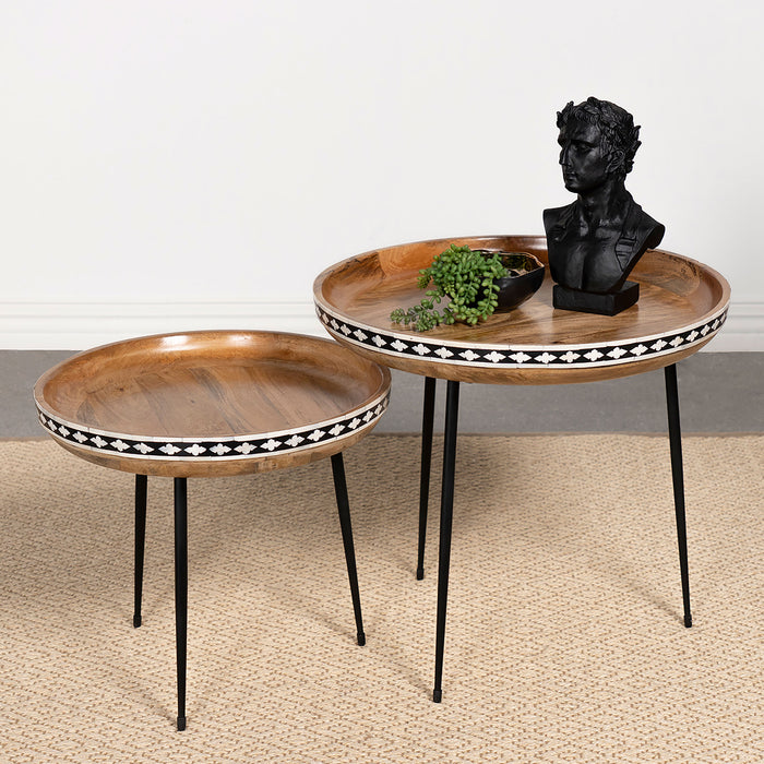 Ollie 2-piece Round Nesting Table Natural and Black - Imperial Furniture (Las Vegas, NV) - Multi Location