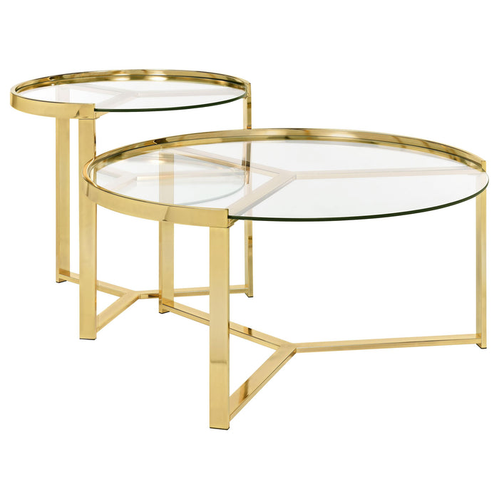 Delia 2-piece Round Nesting Table Clear and Gold - Imperial Furniture (Las Vegas, NV) - Multi Location
