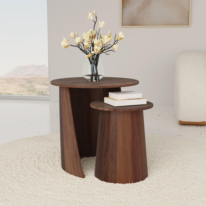 Yency 2-piece Round Mango Wood Nesting Table Set Dark Brown - Imperial Furniture (Las Vegas, NV) - Multi Location