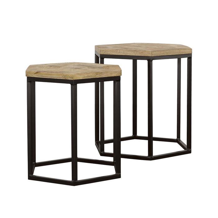 Adger 2-piece Hexagon Nesting Tables Natural and Black - Imperial Furniture (Las Vegas, NV) - Multi Location