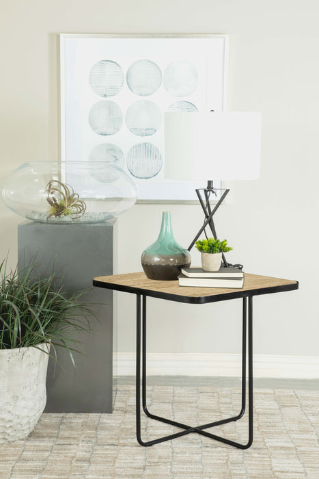 Elyna Square Accent Table Travertine and Black - Imperial Furniture (Las Vegas, NV) - Multi Location