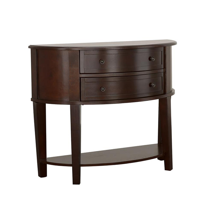 Diane 2-drawer Demilune Shape Console Table Cappuccino - Imperial Furniture (Las Vegas, NV) - Multi Location