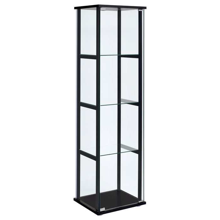 Cyclamen 4-shelf Glass Curio Cabinet Black and Clear - Imperial Furniture (Las Vegas, NV) - Multi Location