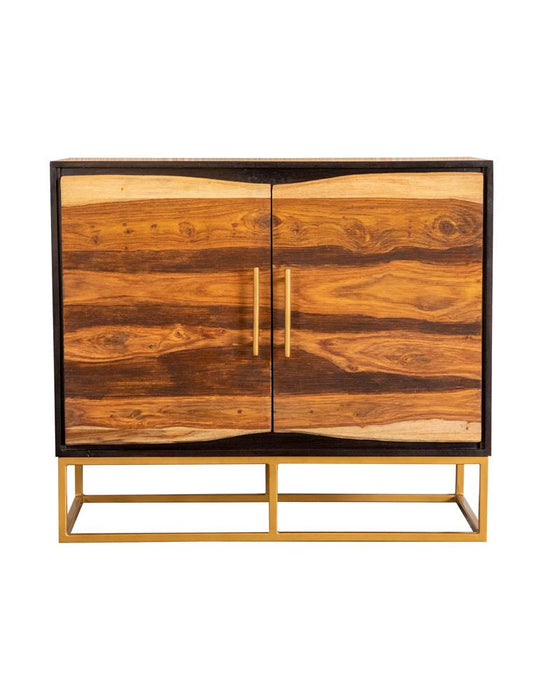 Zara 2-door Accent Cabinet Black Walnut and Gold - Imperial Furniture (Las Vegas, NV) - Multi Location