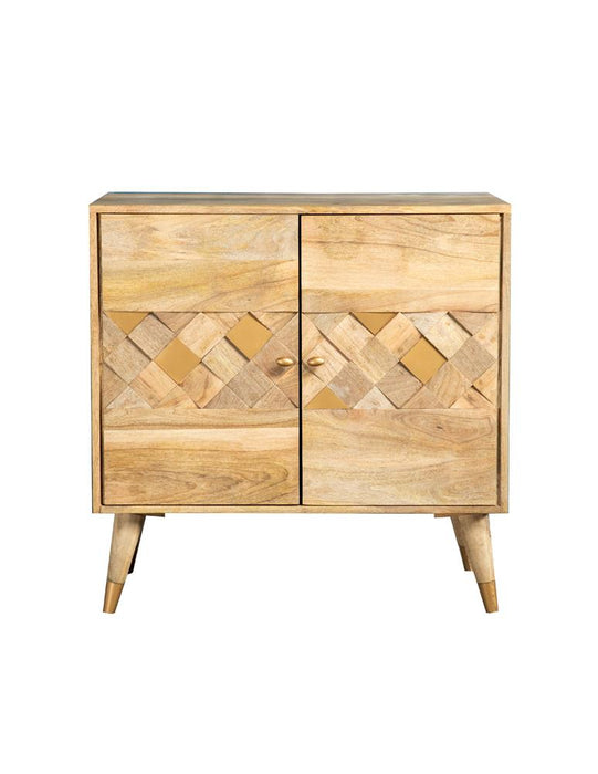 Alyssum Checkered Pattern 2-door Accent Cabinet Natural - Imperial Furniture (Las Vegas, NV) - Multi Location