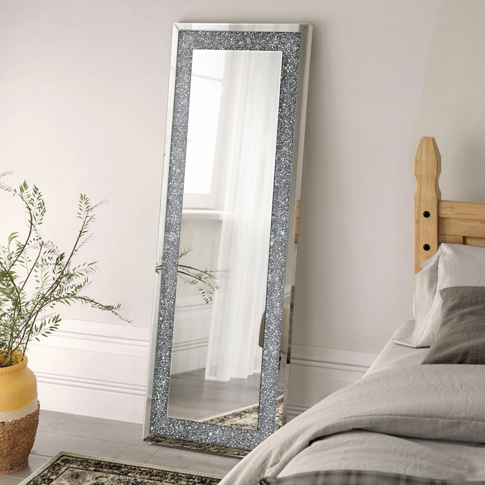 Valerie Crystal Inlay Rectangle Floor Mirror - Imperial Furniture (Las Vegas, NV) - Multi Location
