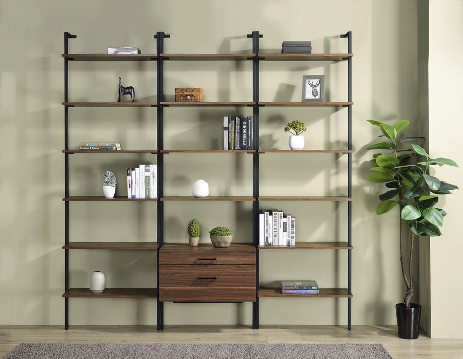 Owens 3-piece 96-inch Wall Mounted Bookshelf Set Walnut - Imperial Furniture (Las Vegas, NV) - Multi Location