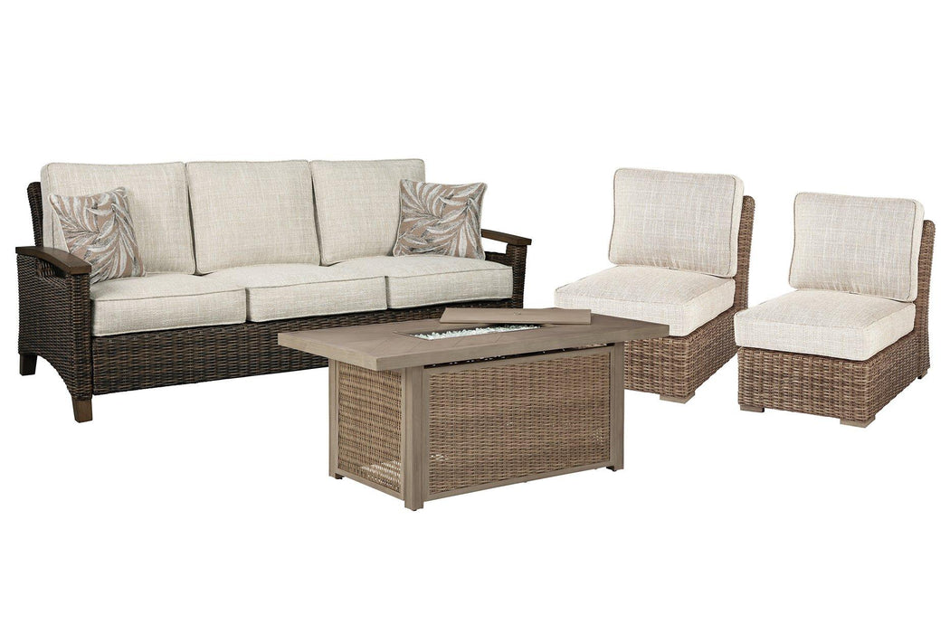 Beachcroft Outdoor Sofa, Lounge Chairs and Fire Pit - Imperial Furniture (Las Vegas, NV) - Multi Location