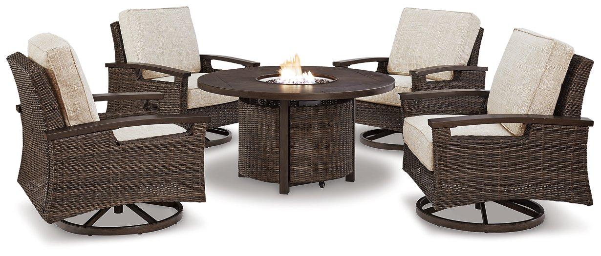 Paradise Trail Paradise Trail Fire Pit Table with 4 Nuvella Swivel Lounge Chairs - Imperial Furniture (Las Vegas, NV) - Multi Location