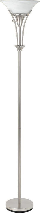 Archie Floor Lamp with Frosted Ribbed Shade Brushed Steel - Imperial Furniture (Las Vegas, NV) - Multi Location