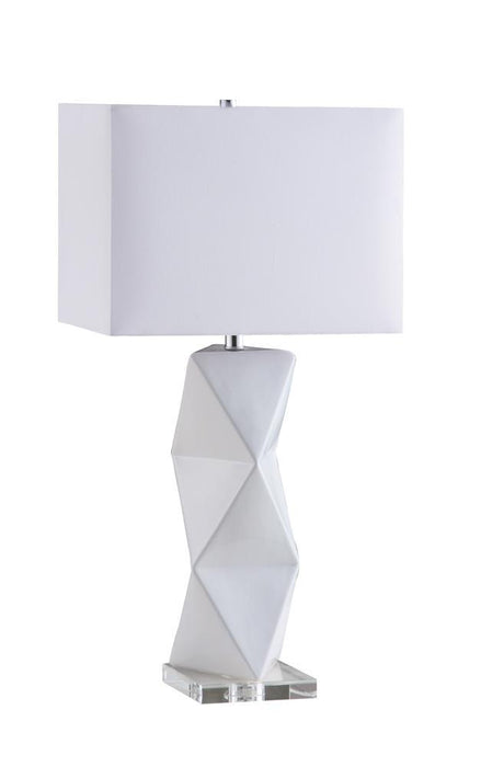 Camie Geometric Ceramic Base Table Lamp White - Imperial Furniture (Las Vegas, NV) - Multi Location