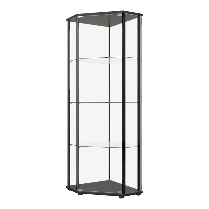 Zenobia Glass Shelf Curio Cabinet Clear and Black - Imperial Furniture (Las Vegas, NV) - Multi Location