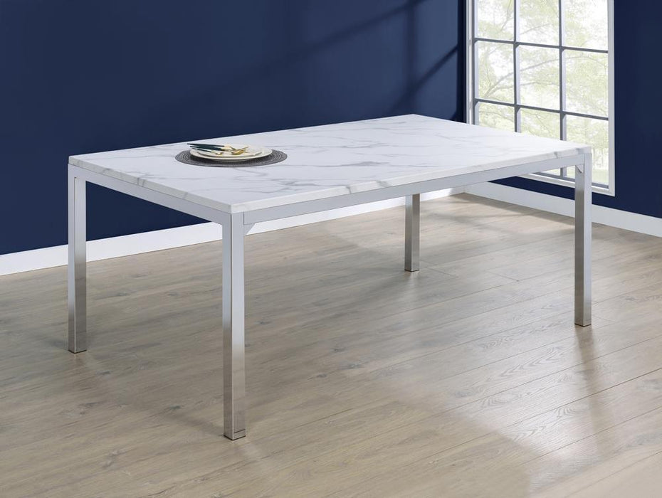 Athena Rectangle Dining Table with Marble Top Chrome - Imperial Furniture (Las Vegas, NV) - Multi Location