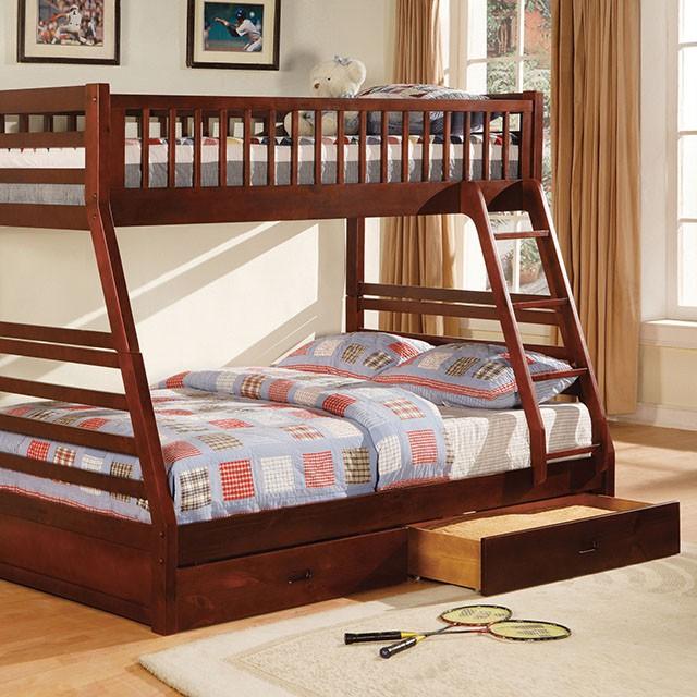 California II Cherry Twin/Full Bunk Bed w/ 2 Drawers Cherry, Walnut, Grey, &Oak - Imperial Furniture (Las Vegas, NV) - Multi Location