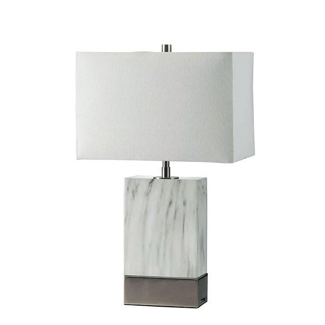 Faith White Marble/Silver 20"H White Marble Steel Table Lamp - Imperial Furniture (Las Vegas, NV) - Multi Location