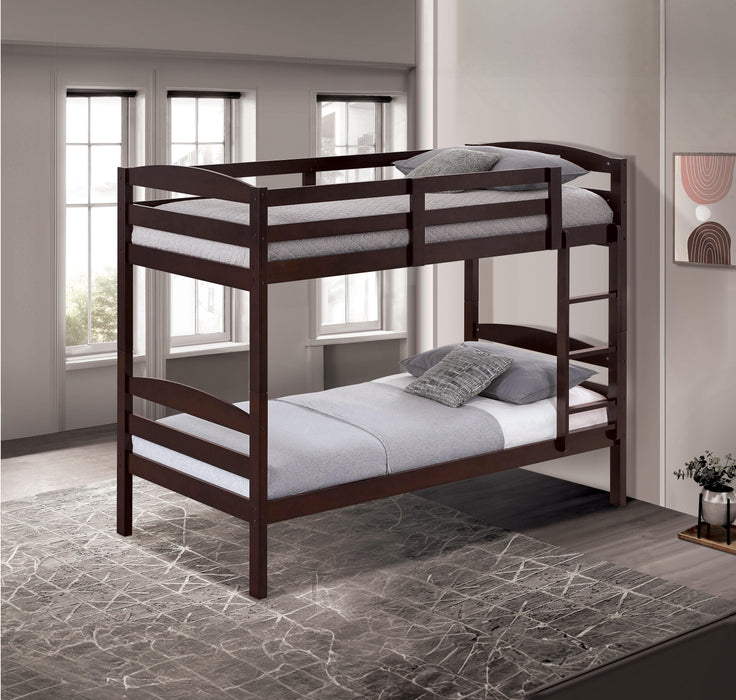 Finsbury Twin Twin Bunk Bed Espresso, Grey & White - Imperial Furniture (Las Vegas, NV) - Multi Location
