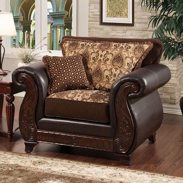 Franklin Dark Brown/Tan Chair With Pu In Brown - Imperial Furniture (Las Vegas, NV) - Multi Location