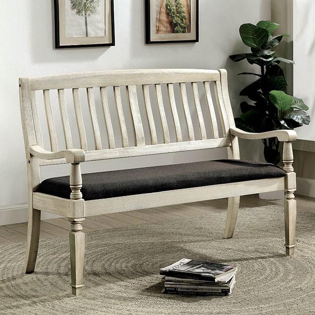 Georgia Antique White/Gray Love Seat Bench - Imperial Furniture (Las Vegas, NV) - Multi Location