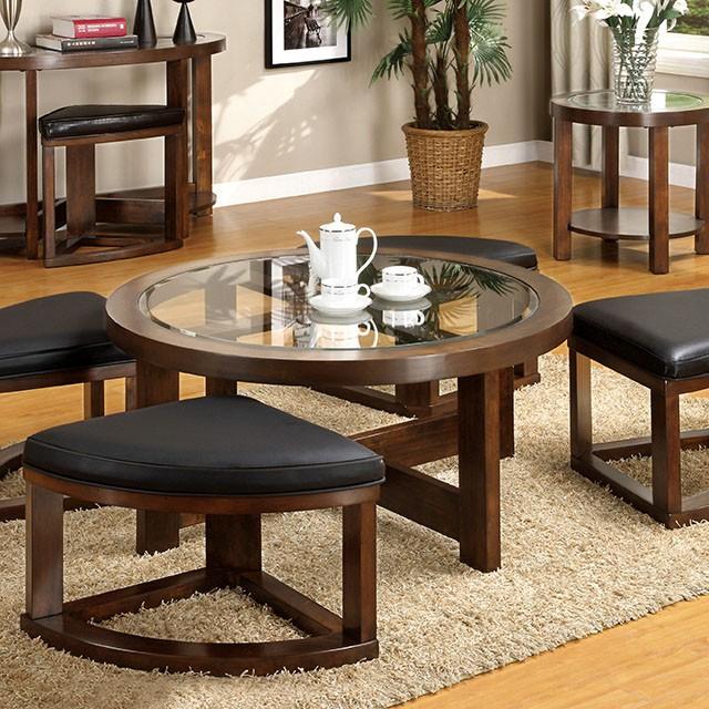 Crystal Cove II Dark Walnut Round Coffee Table w/ 4 Stools - Imperial Furniture (Las Vegas, NV) - Multi Location