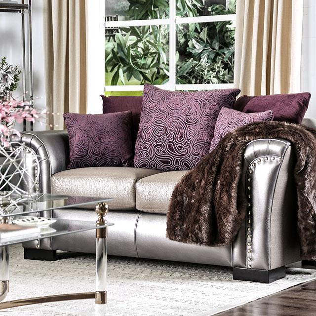 Benigno Love Seat Silver & Gray - Imperial Furniture (Las Vegas, NV) - Multi Location