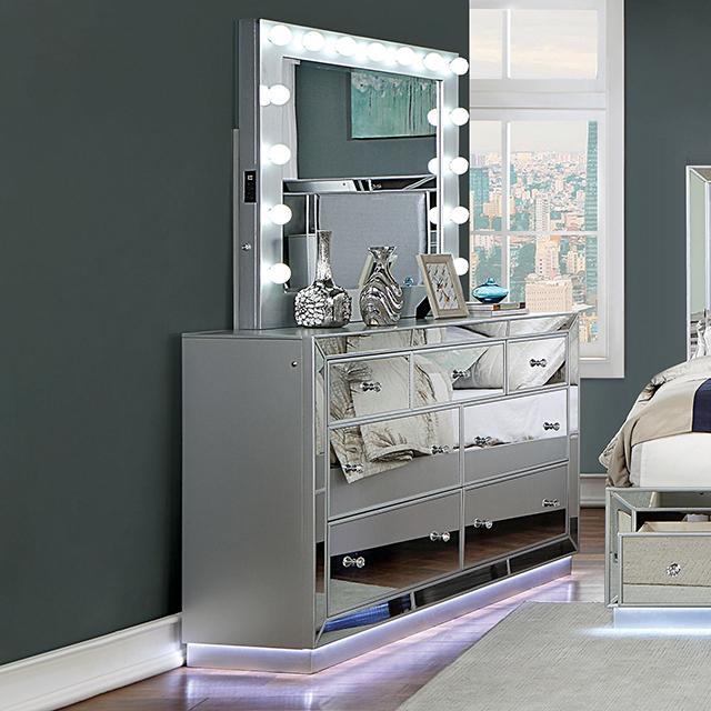 BELLADONNA Dresser w/ LED, Silver - Imperial Furniture (Las Vegas, NV) - Multi Location