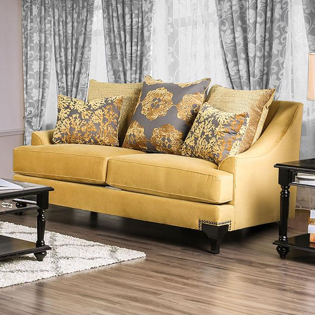 Viscontti Gold/Gray Love Seat, Gold - Imperial Furniture (Las Vegas, NV) - Multi Location
