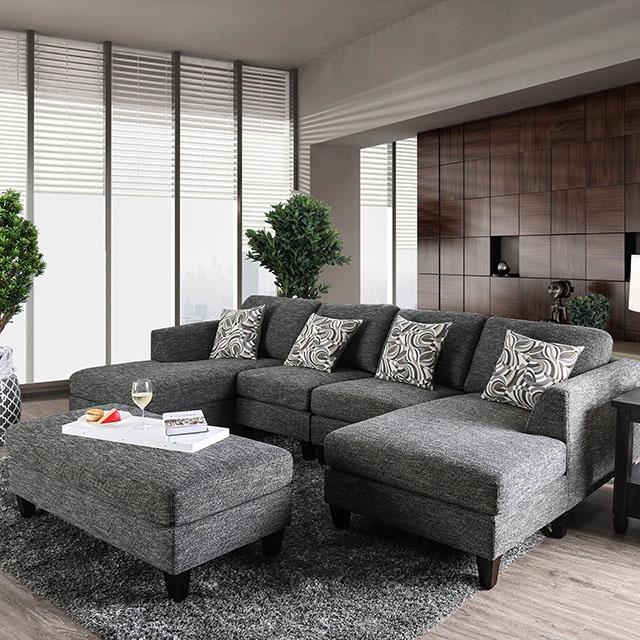 Lowry Gray Sectional w/ Ottoman - Imperial Furniture (Las Vegas, NV) - Multi Location