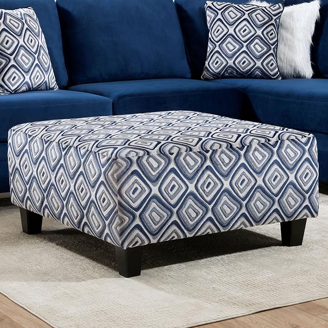 WALDPORT Ottoman, Navy/White - Imperial Furniture (Las Vegas, NV) - Multi Location