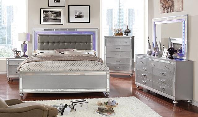 Brachium Bed White & Silver - Imperial Furniture (Las Vegas, NV) - Multi Location