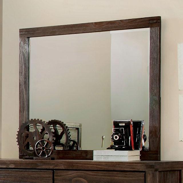 Rexburg Wire-Brushed Rustic Brown Mirror - Imperial Furniture (Las Vegas, NV) - Multi Location