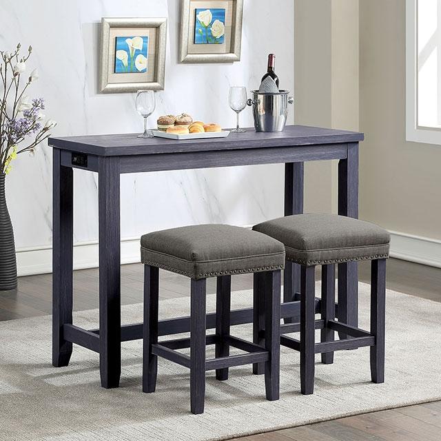 CAERLEON 3 Pc. Counter Ht. Table Set, Blue - Imperial Furniture (Las Vegas, NV) - Multi Location