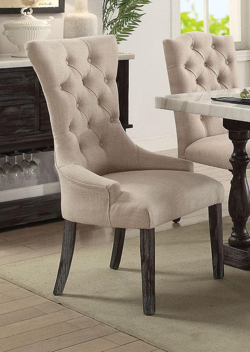 Acme Furniture Gerardo Upholstered Arm Chair in Beige and Espresso (Set of 2) 60823 - Imperial Furniture (Las Vegas, NV) - Multi Location