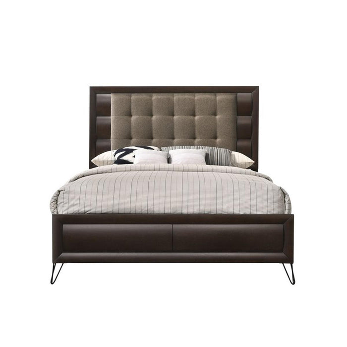Acme Furniture Tablita Upholstered King Bed in Dark Merlot 27457EK - Imperial Furniture (Las Vegas, NV) - Multi Location