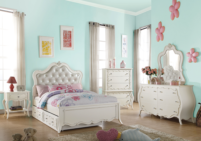 Edalene PU & Pearl White Twin Bed - Imperial Furniture (Las Vegas, NV) - Multi Location