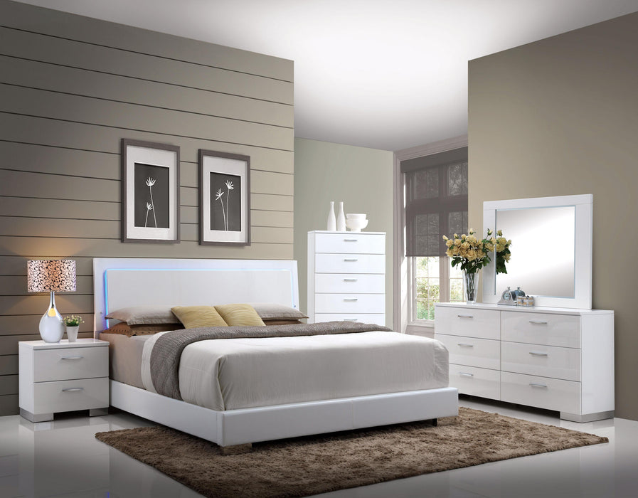 Lorimar White PU & Chrome Leg Queen Bed - Imperial Furniture (Las Vegas, NV) - Multi Location